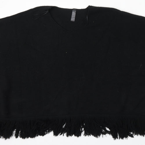 Accessorize Womens Black V-Neck  Acrylic Pullover Jumper Size L   - Shawl