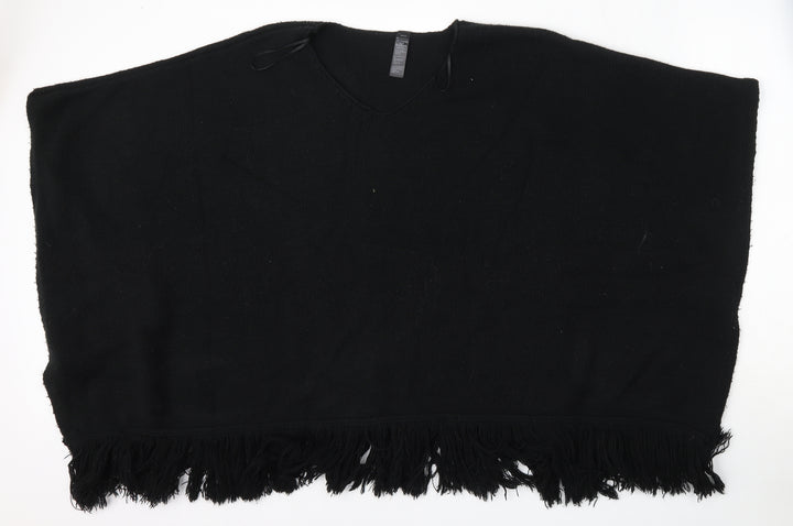 Accessorize Womens Black V-Neck Acrylic Pullover Jumper Size L - Shawl