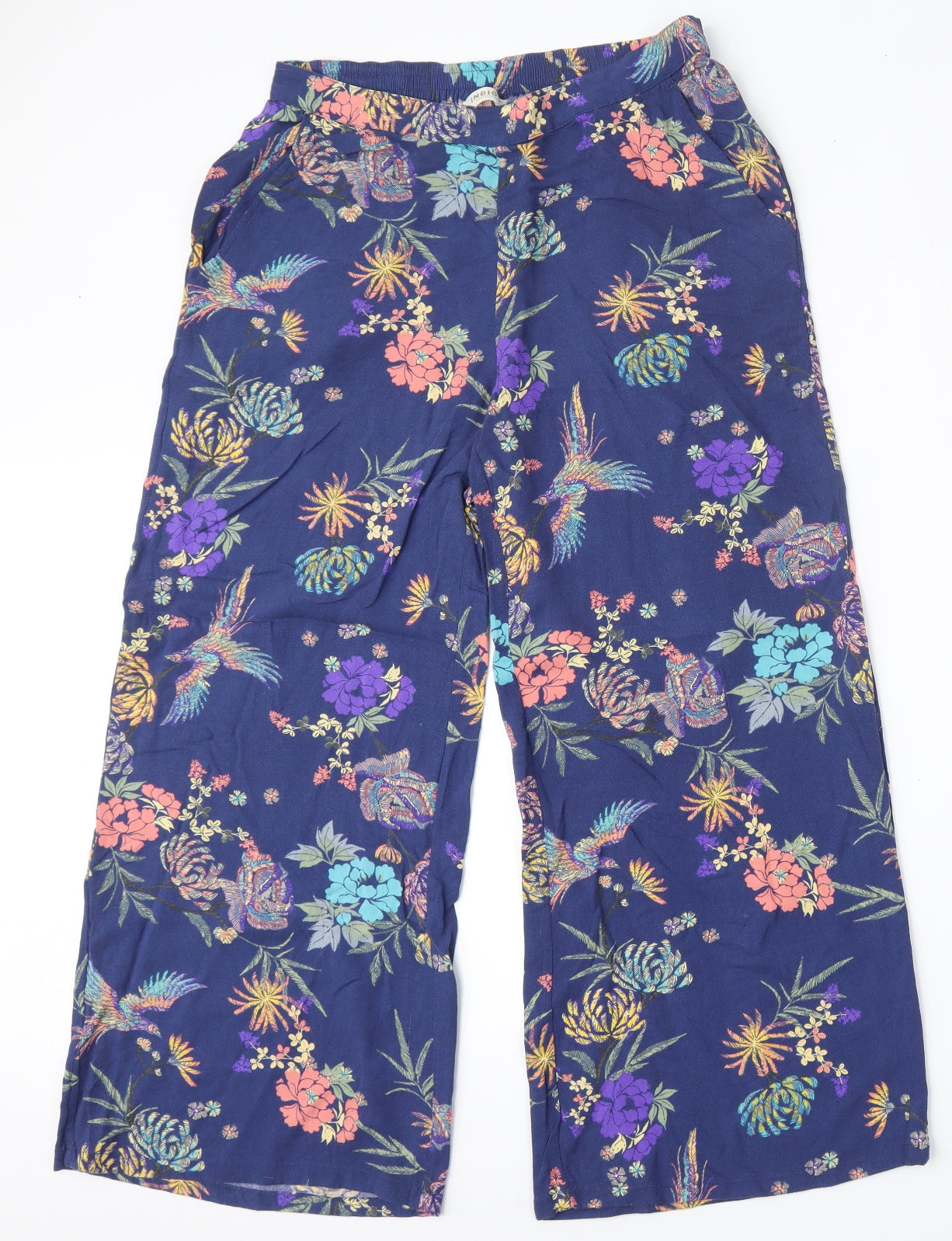 Marks and Spencer Womens Multicoloured Floral Viscose Trousers  Size 10 L25 in Regular