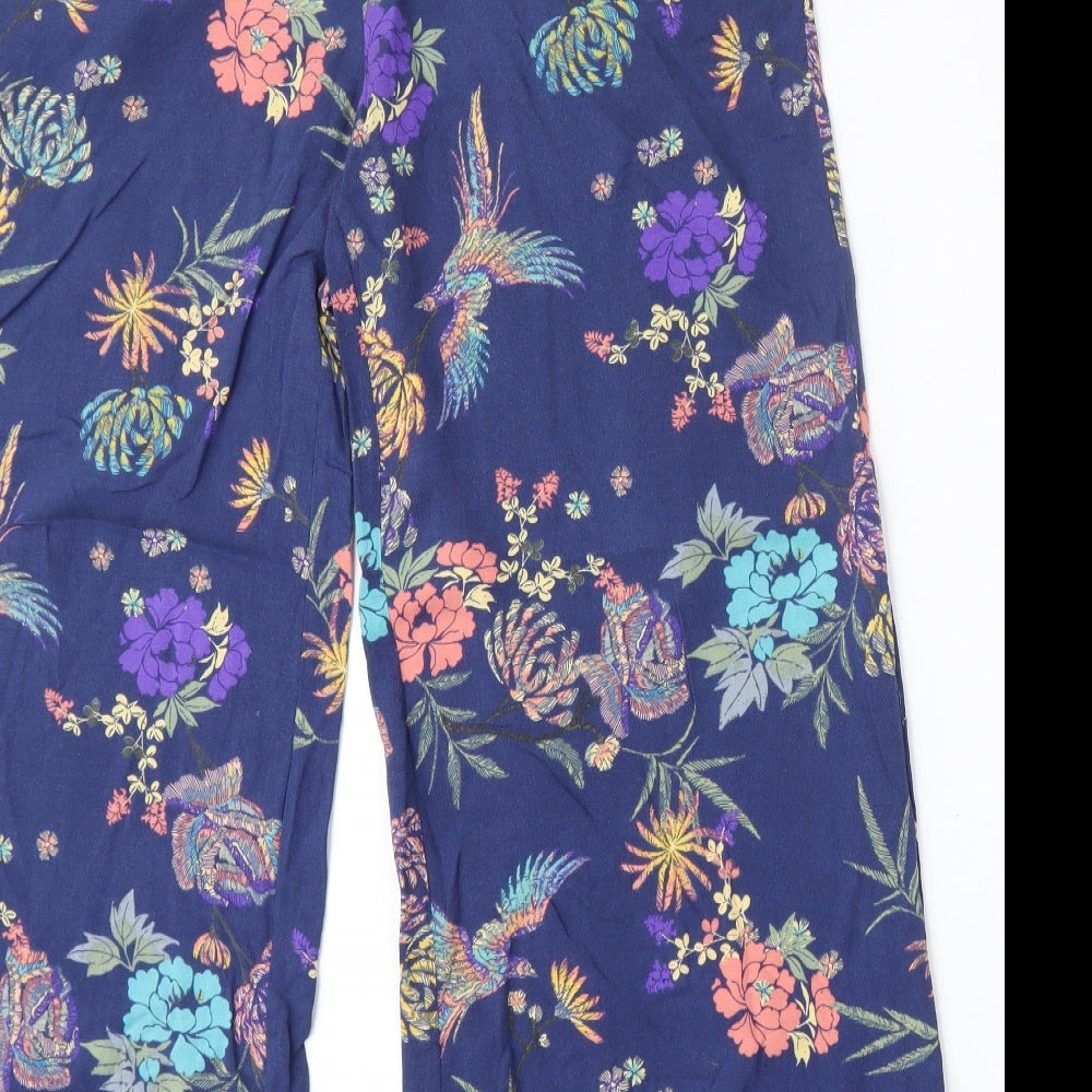 Marks and Spencer Womens Multicoloured Floral Viscose Trousers  Size 10 L25 in Regular