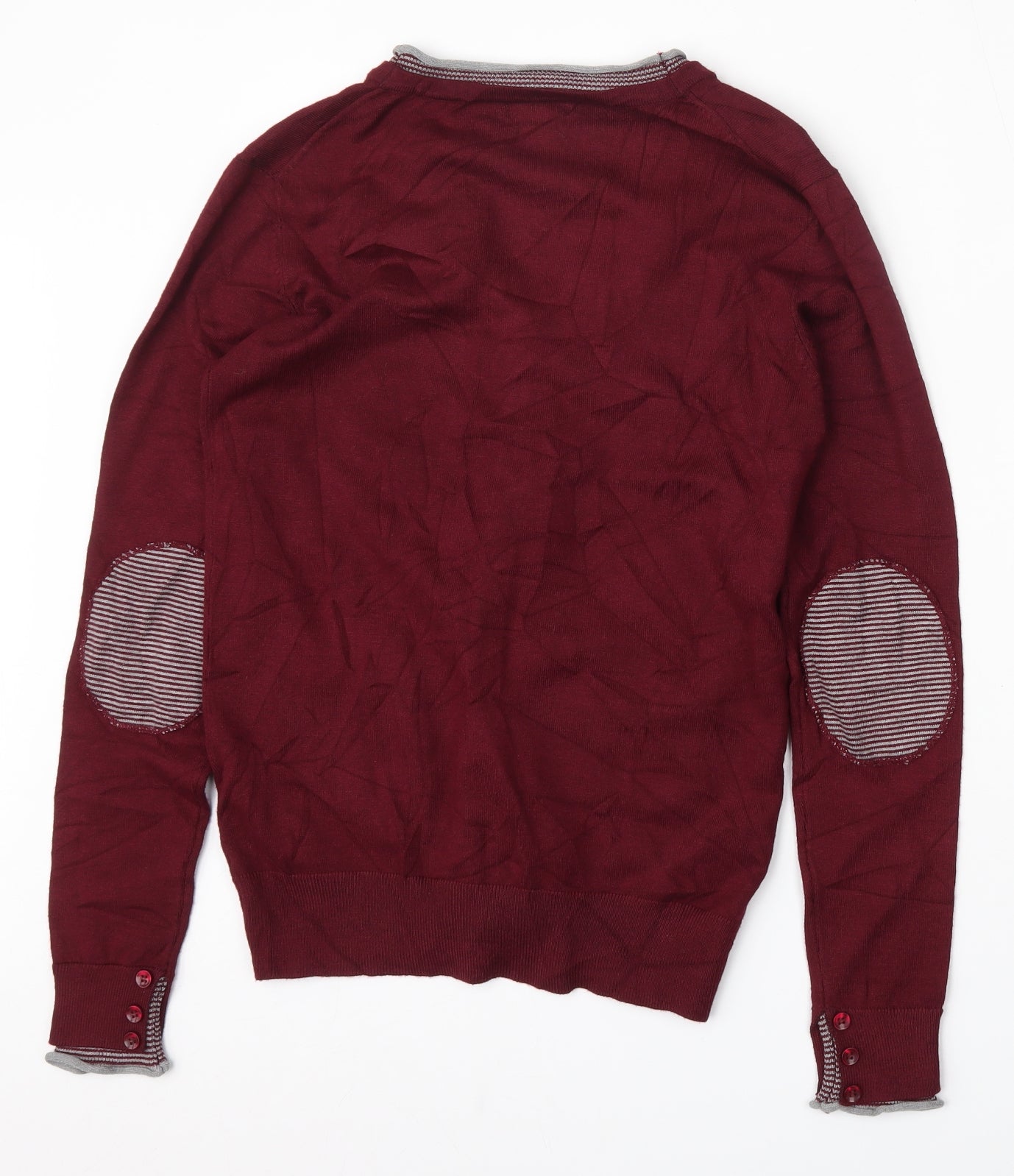 Big Smith Mens Red Round Neck  Viscose Cardigan Jumper Size S