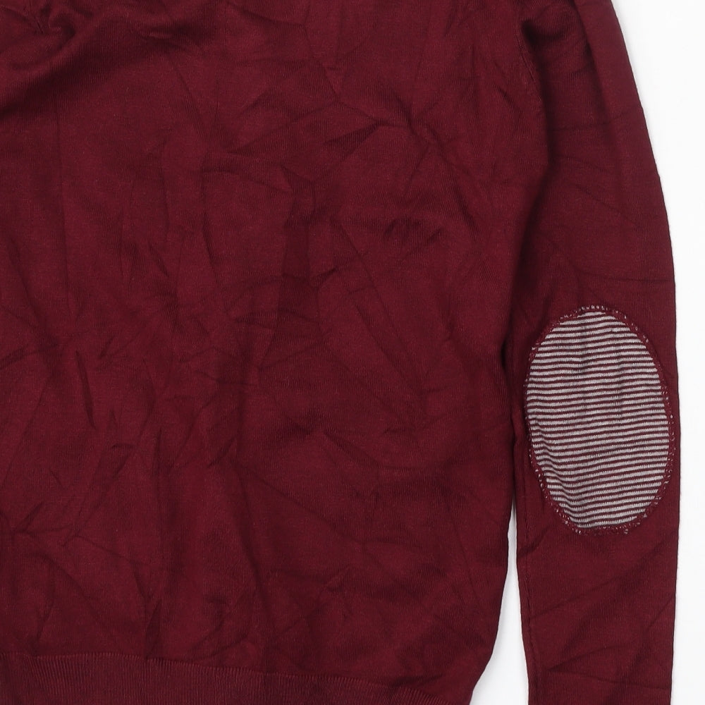 Big Smith Mens Red Round Neck  Viscose Cardigan Jumper Size S