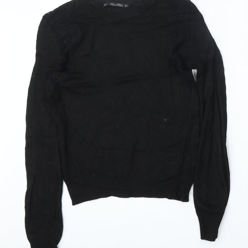 Lara Knit Womens Black Round Neck  Polyester Pullover Jumper Size M