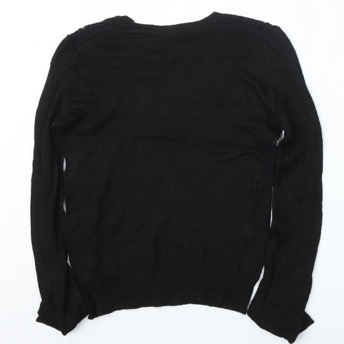 Lara Knit Womens Black Round Neck  Polyester Pullover Jumper Size M