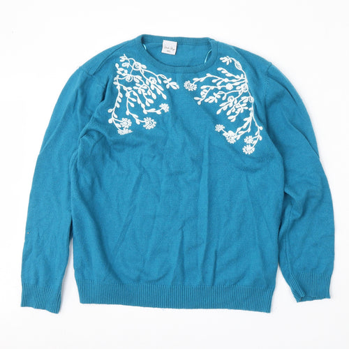 Stock Shop Womens Blue Round Neck  Polyester Pullover Jumper Size M