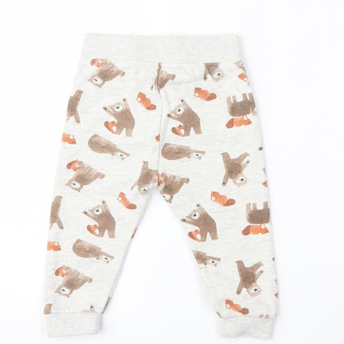 Primark Boys Grey Geometric Cotton Jogger Trousers Size 12-18 Months
