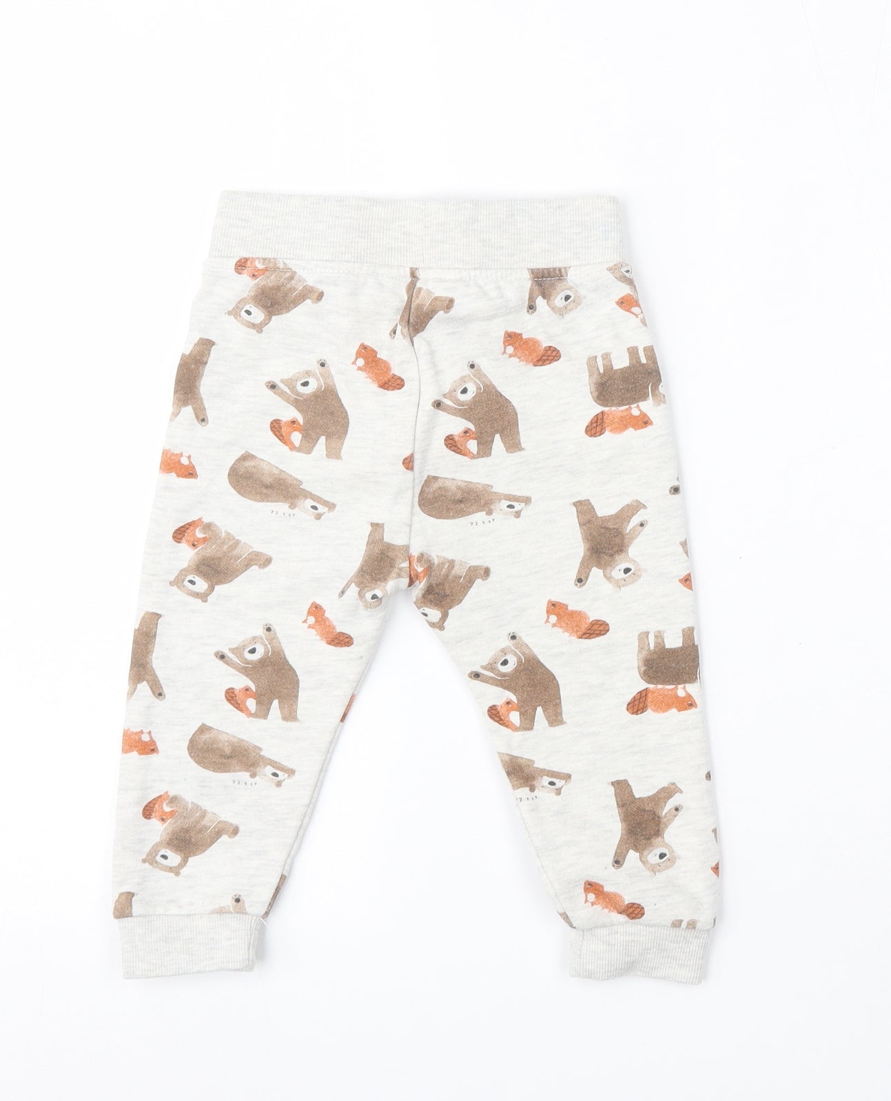 Primark Boys Grey Geometric Cotton Jogger Trousers Size 12-18 Months