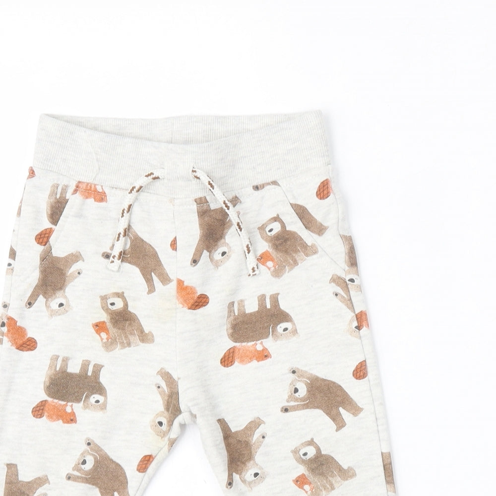 Primark Boys Grey Geometric Cotton Jogger Trousers Size 12-18 Months