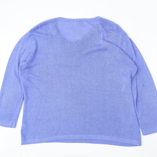 Slimma Womens Purple Round Neck  Acrylic Pullover Jumper Size 16