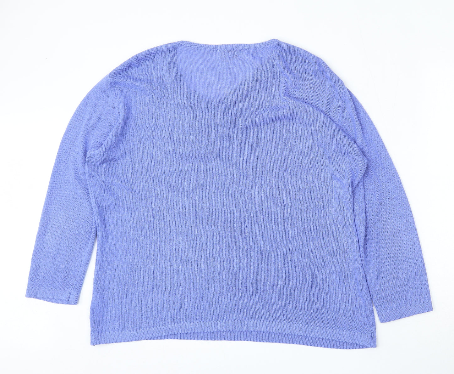 Slimma Womens Purple Round Neck  Acrylic Pullover Jumper Size 16