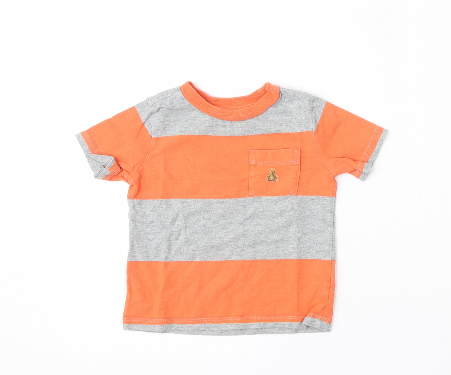 Gap Boys Multicoloured Striped Cotton Basic T-Shirt Size 12-18 Months Round Neck