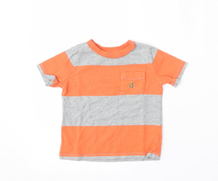 Gap Boys Multicoloured Striped Cotton Basic T-Shirt Size 12-18 Months Round Neck