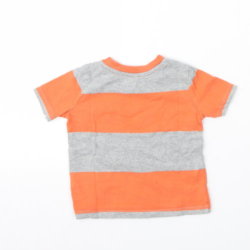 Gap Boys Multicoloured Striped Cotton Basic T-Shirt Size 12-18 Months Round Neck