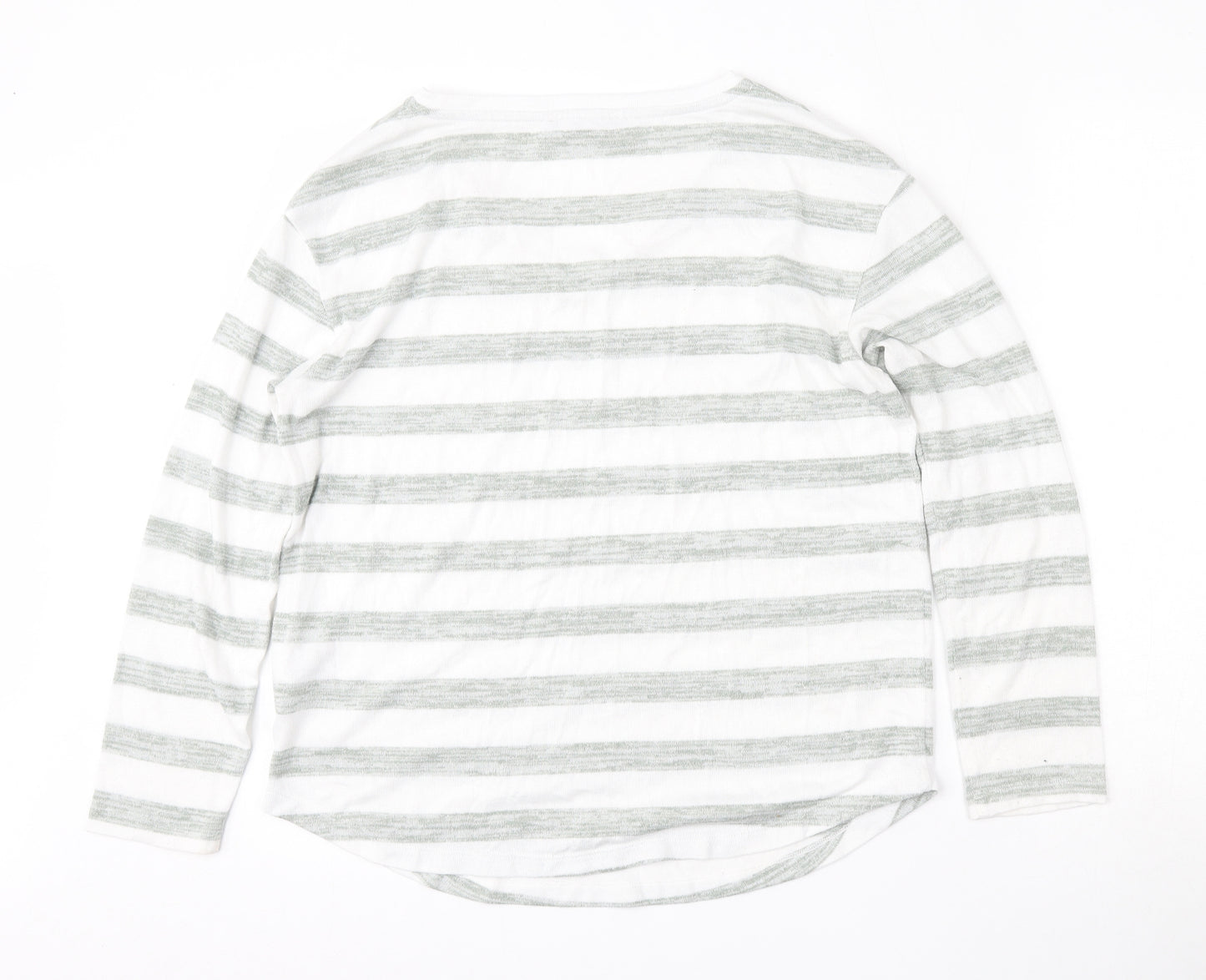 Marks and Spencer Womens Multicoloured V-Neck Striped Viscose Pullover Jumper Size 10