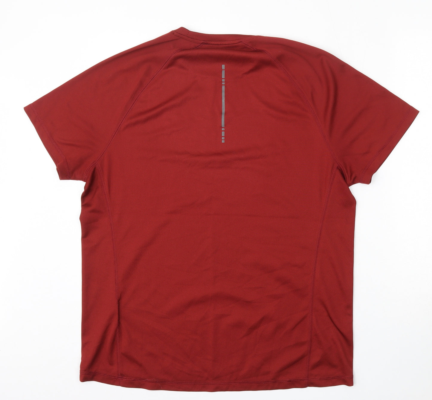 ASICS Mens Red  Polyester Basic T-Shirt Size XL Round Neck