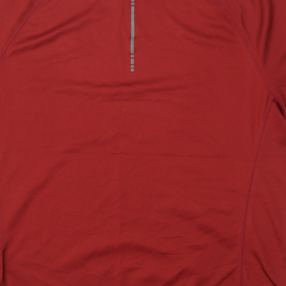 ASICS Mens Red  Polyester Basic T-Shirt Size XL Round Neck