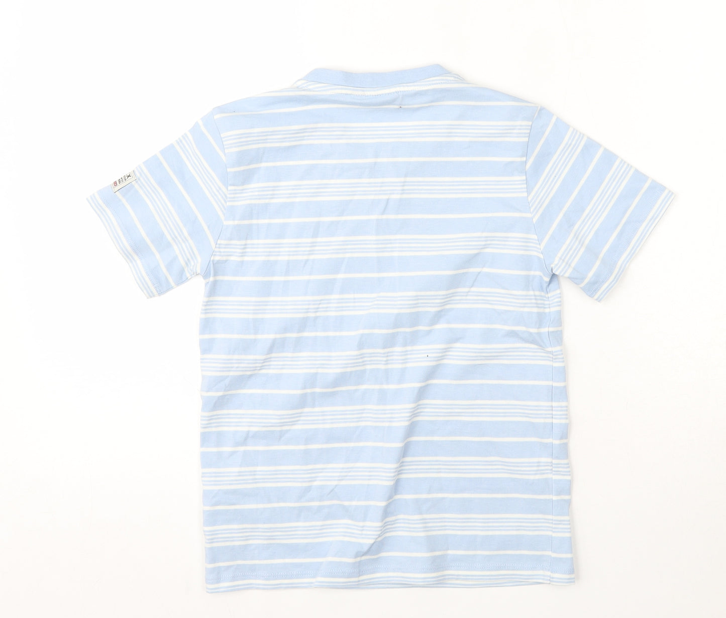 Mexx Boys Blue Striped Cotton Basic T-Shirt Size 7-8 Years Round Neck