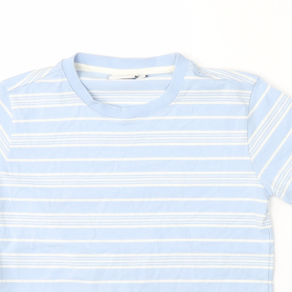 Mexx Boys Blue Striped Cotton Basic T-Shirt Size 7-8 Years Round Neck