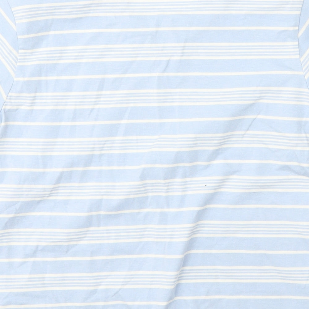 Mexx Boys Blue Striped Cotton Basic T-Shirt Size 7-8 Years Round Neck