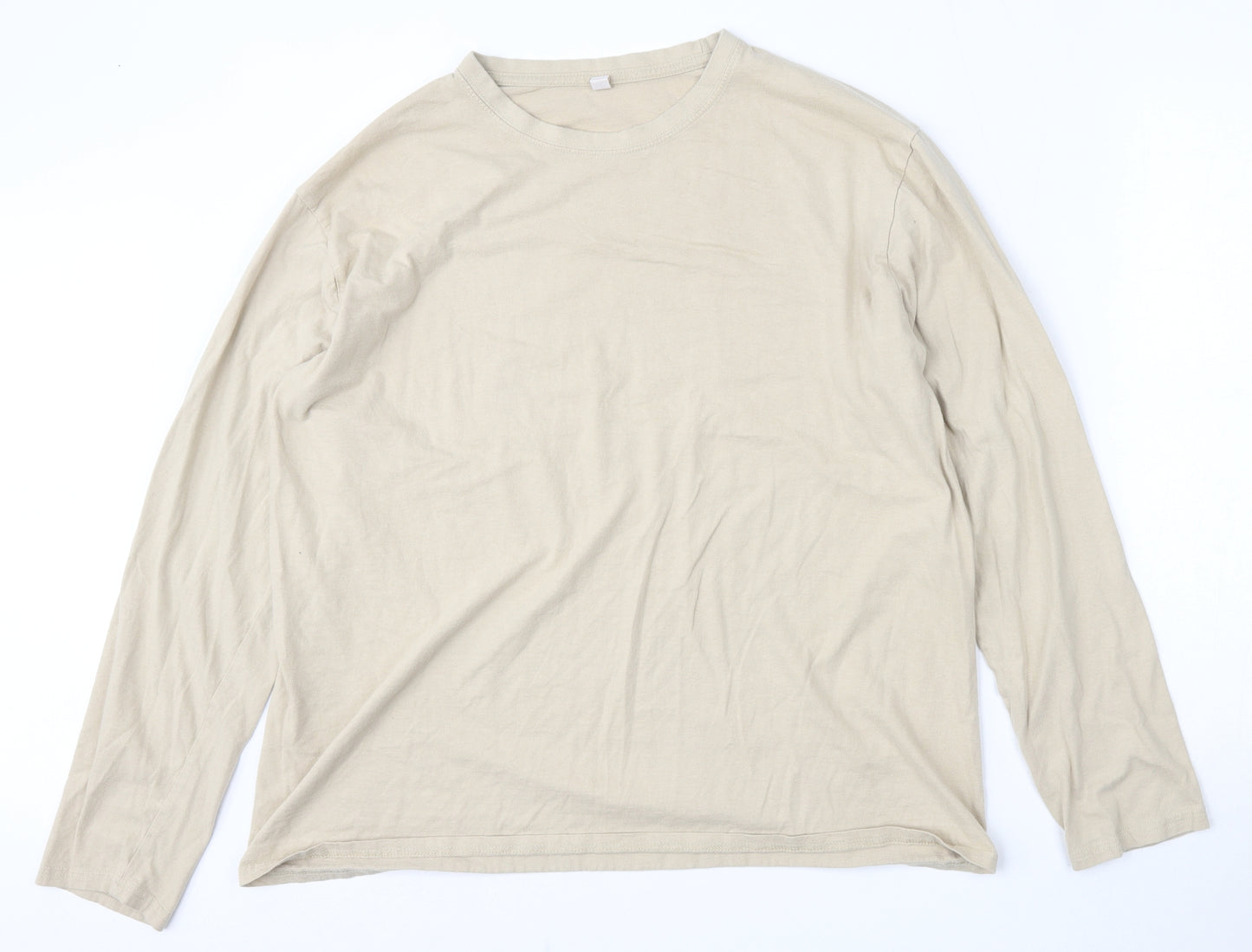 Preworn Womens Beige  Cotton Basic T-Shirt Size XL Round Neck