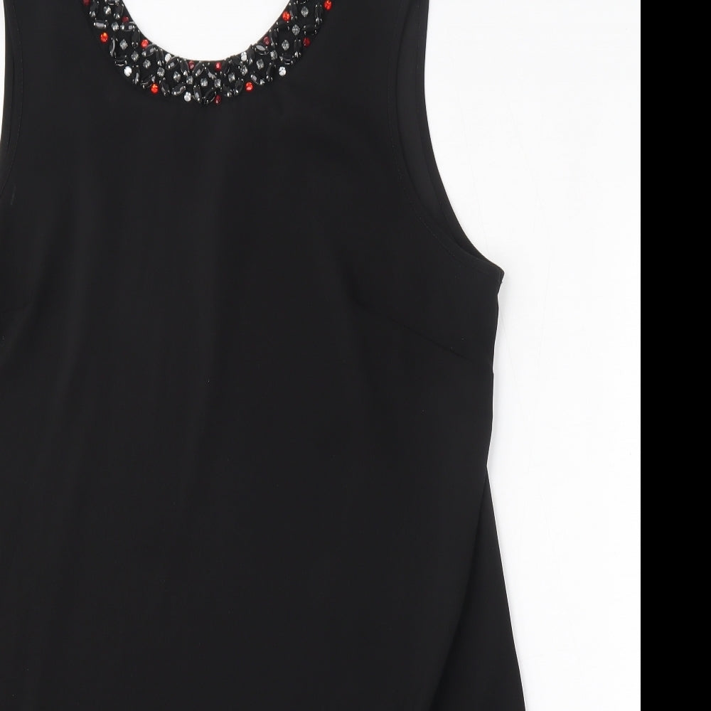 Dorothy Perkins Womens Black  Polyester Trapeze & Swing  Size 16  Round Neck