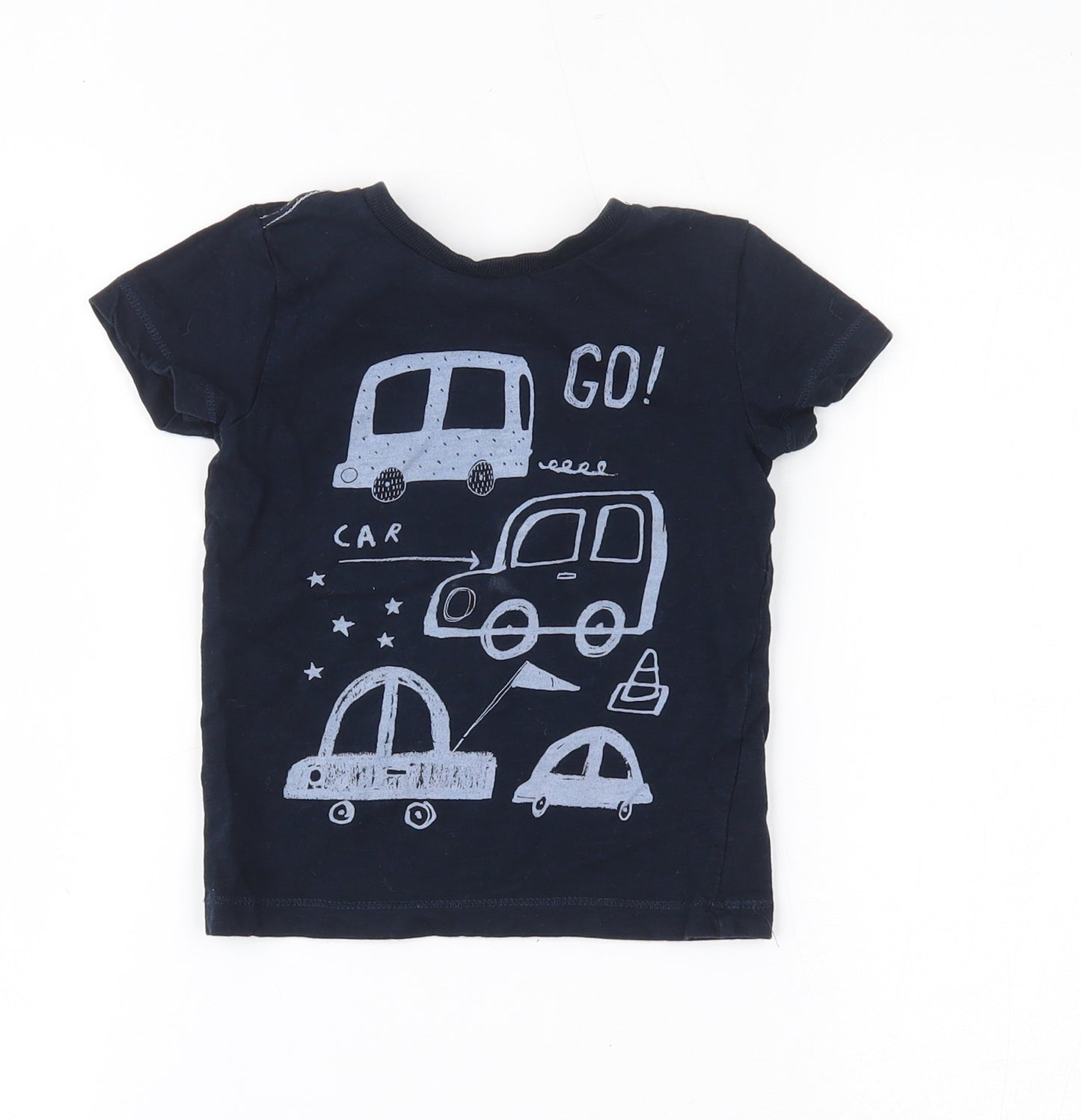 NEXT Boys Blue  Cotton Basic T-Shirt Size 18-24 Months Round Neck