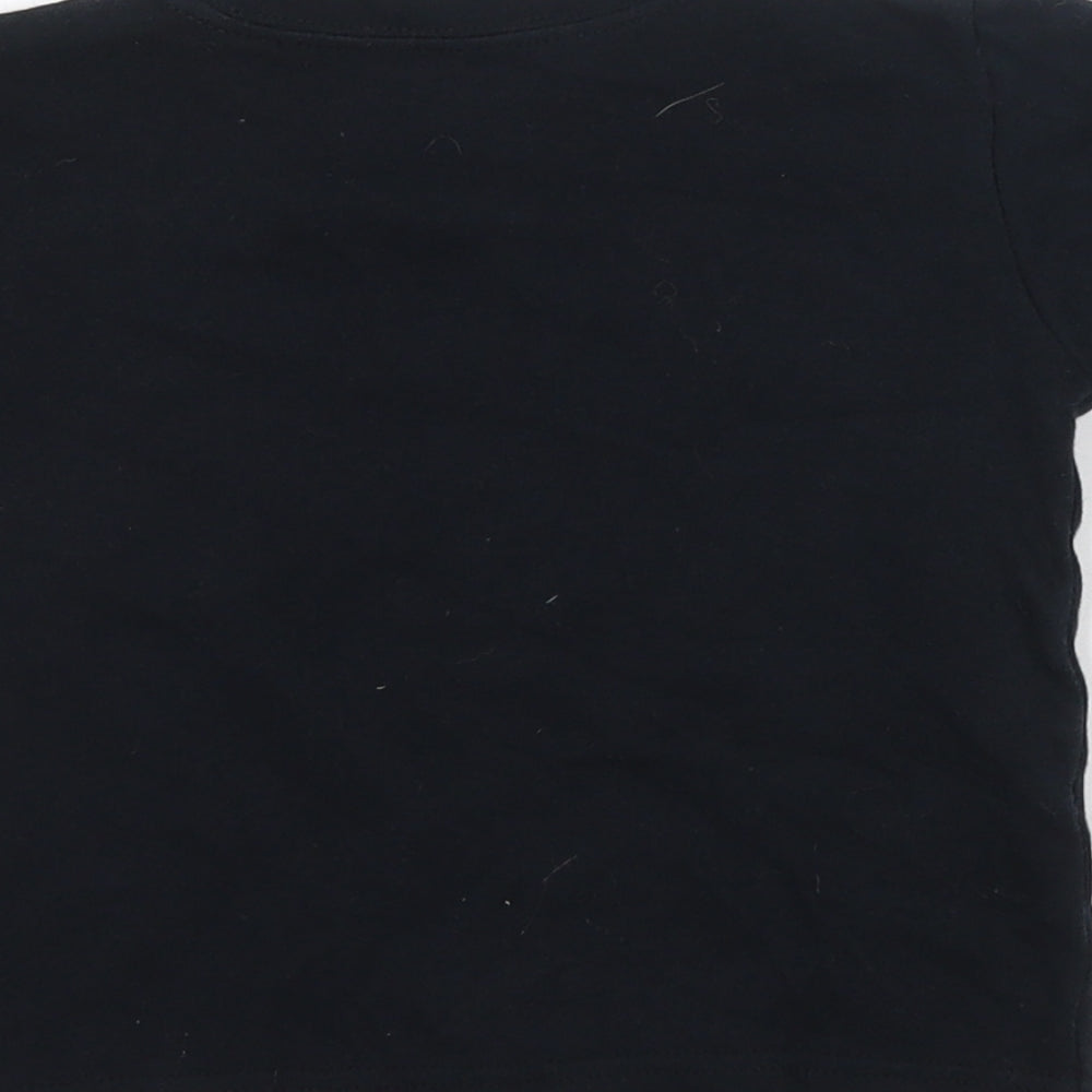Preworn Boys Black  Cotton Basic T-Shirt Size 12 Months Round Neck