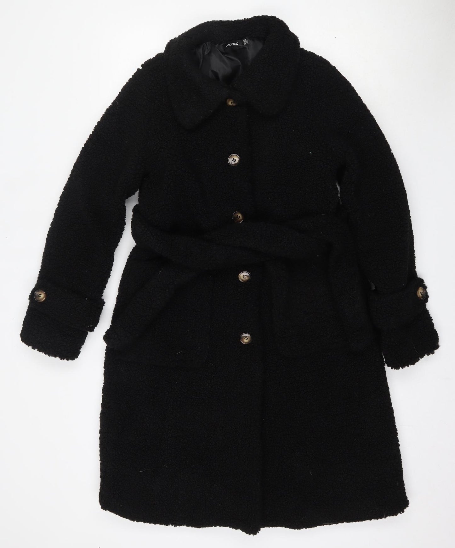 Boohoo Womens Black   Pea Coat Jacket Size 10  Button