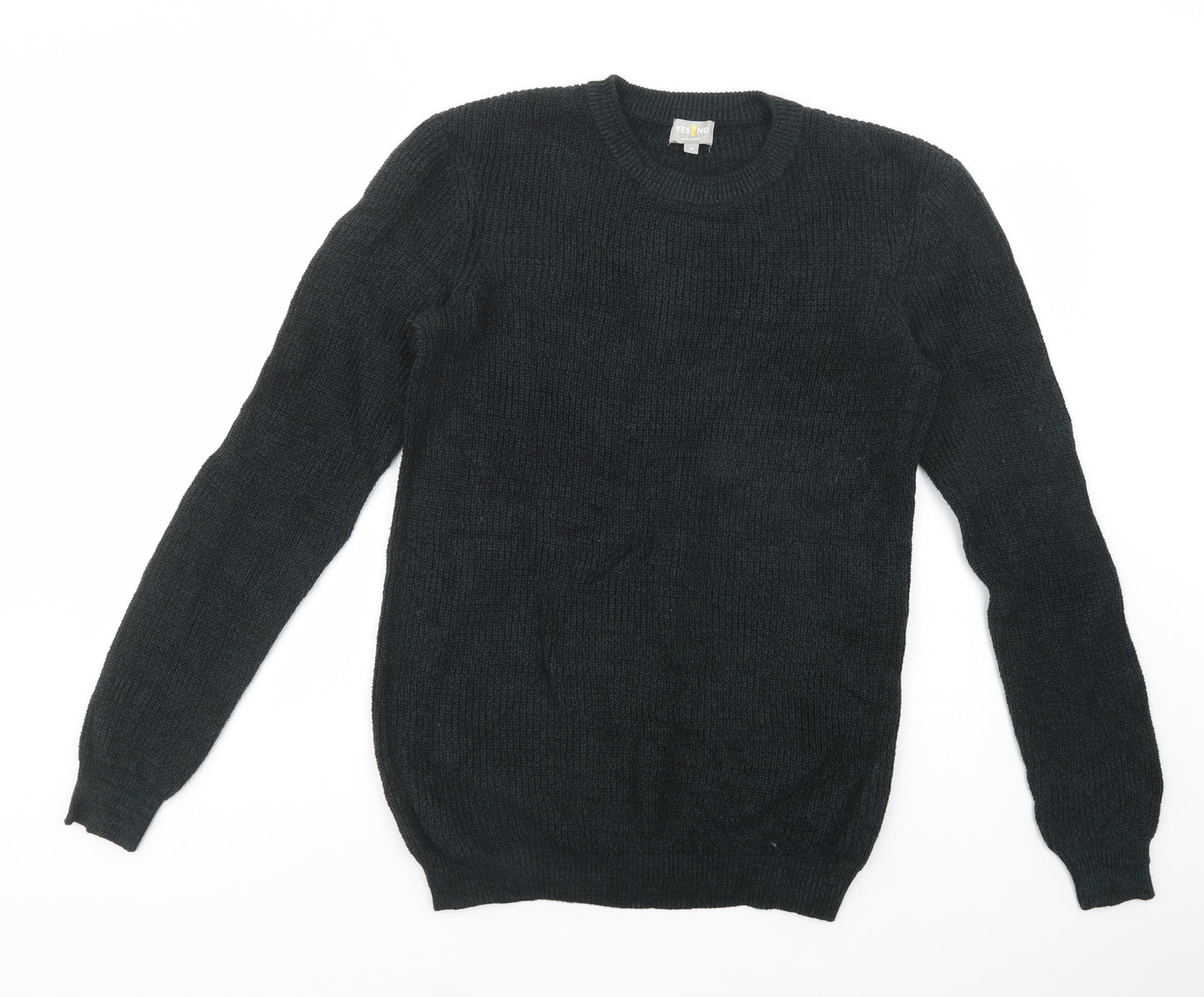 Yes Or No Mens Green Crew Neck  Cotton Pullover Jumper Size M