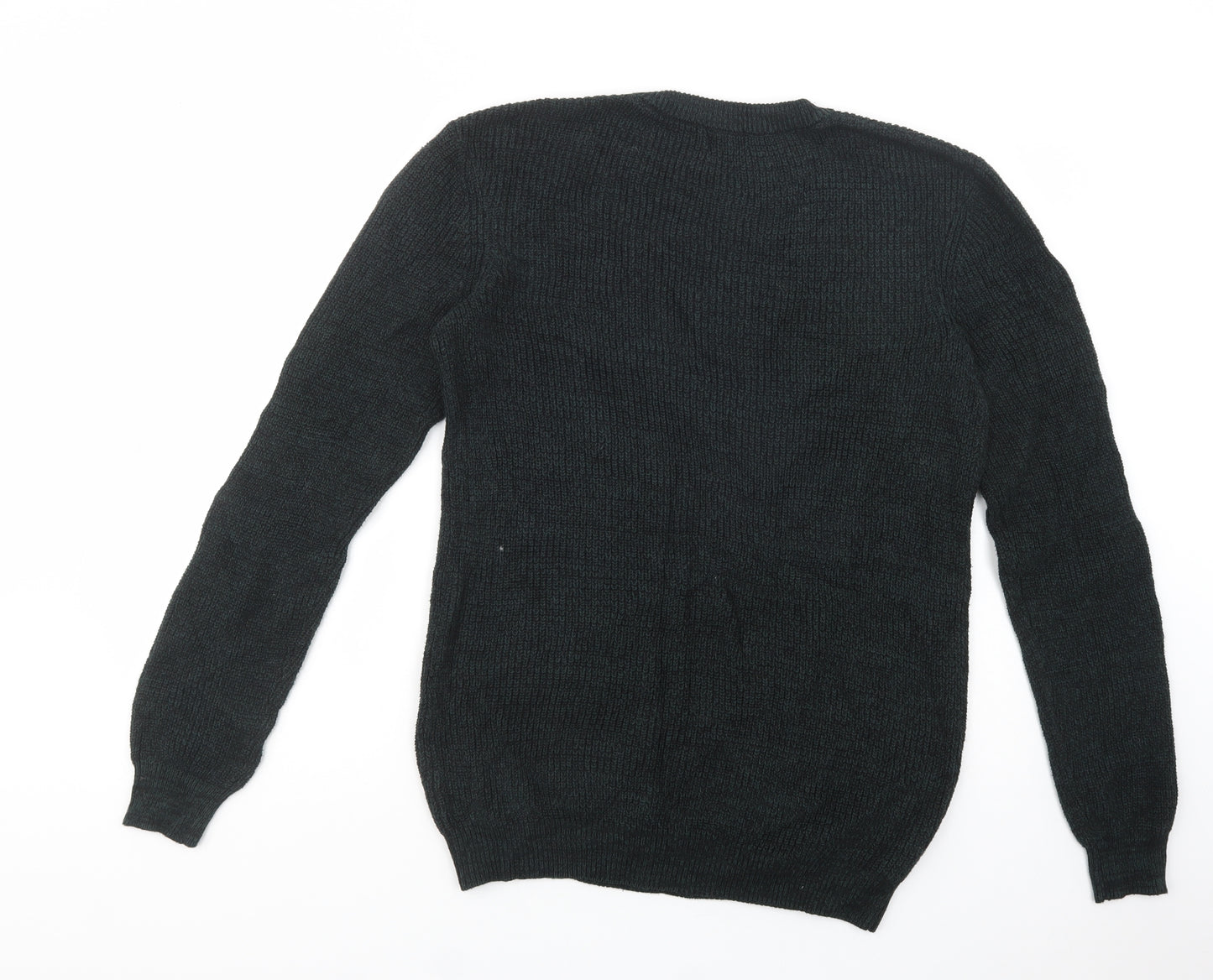 Yes Or No Mens Green Crew Neck  Cotton Pullover Jumper Size M