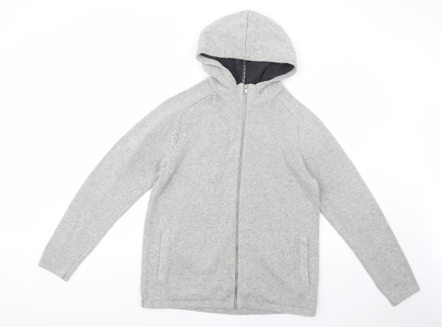 NEXT Mens Grey Round Neck  Acrylic Full Zip Jumper Size L