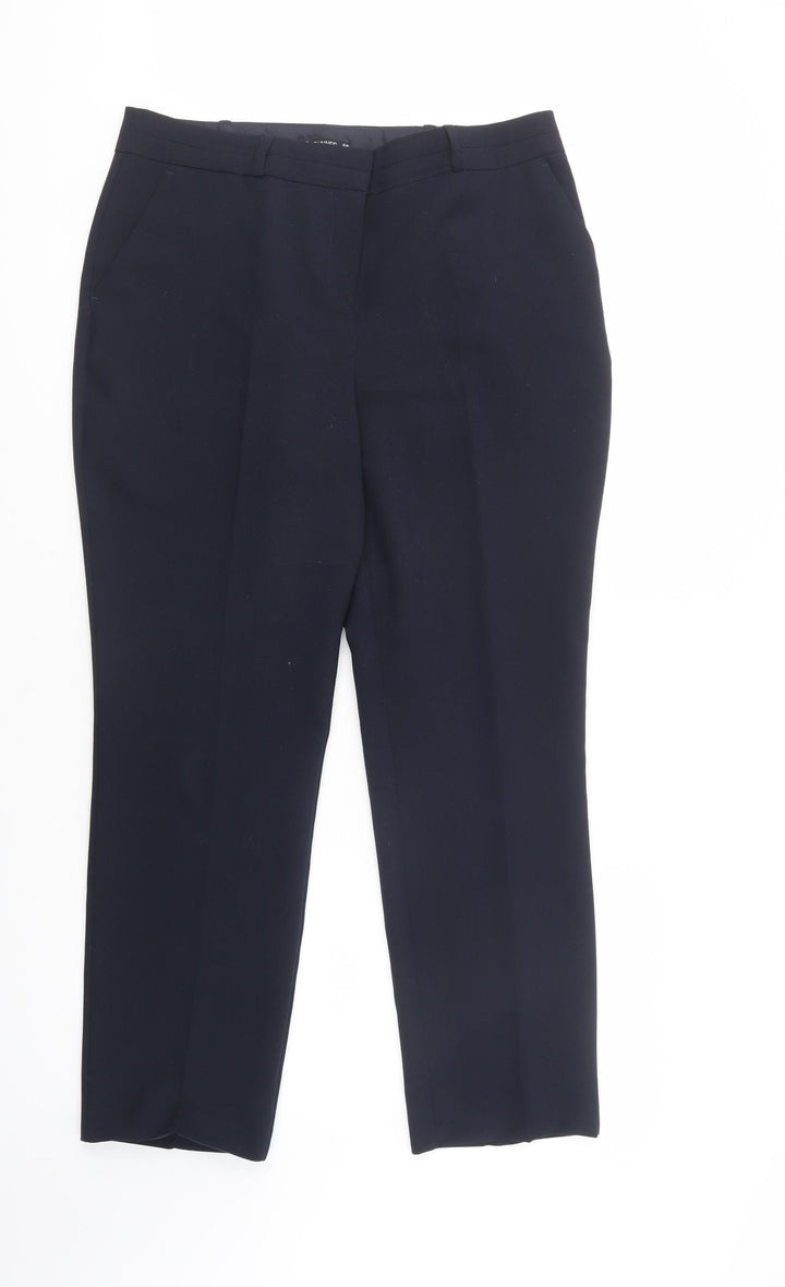 Dunnes Stores Womens Blue Polyester Dress Pants Trousers Size 14 L28 in Regular Button