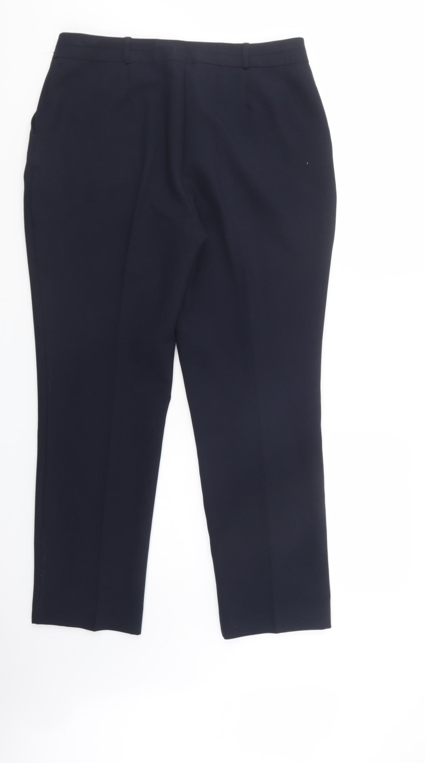 Dunnes Stores Womens Blue  Polyester Dress Pants Trousers Size 14 L28 in Regular Button