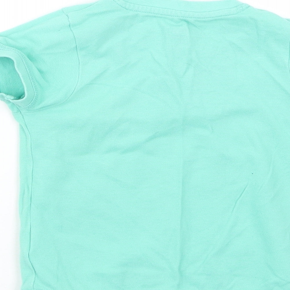 Marks and Spencer Baby Green  Cotton Pullover T-Shirt Size 12-18 Months Roll Neck Button