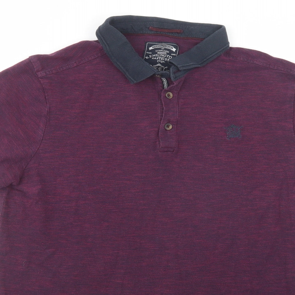Kensington Eastside Mens Purple  Cotton  Polo Size M Collared Button
