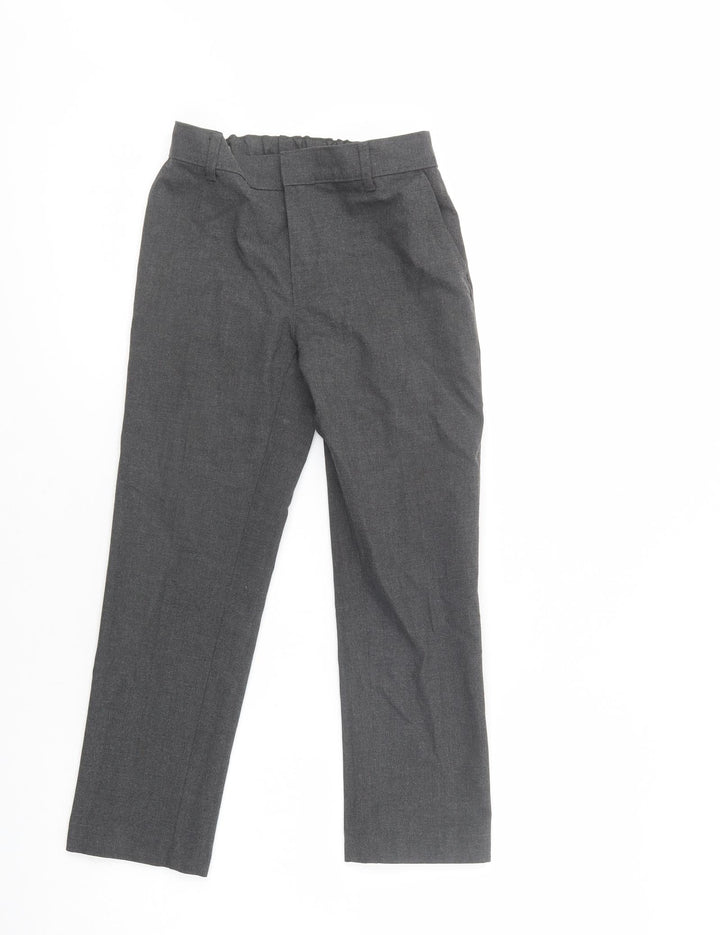 Marks and Spencer Boys Grey Polyester Dress Pants Trousers Size 8-9 Years Regular Button - School Wear