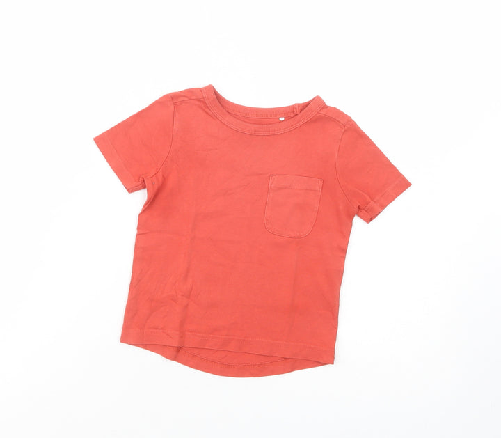 George Baby Red Cotton Basic T-Shirt Size 12-18 Months Crew Neck Pullover