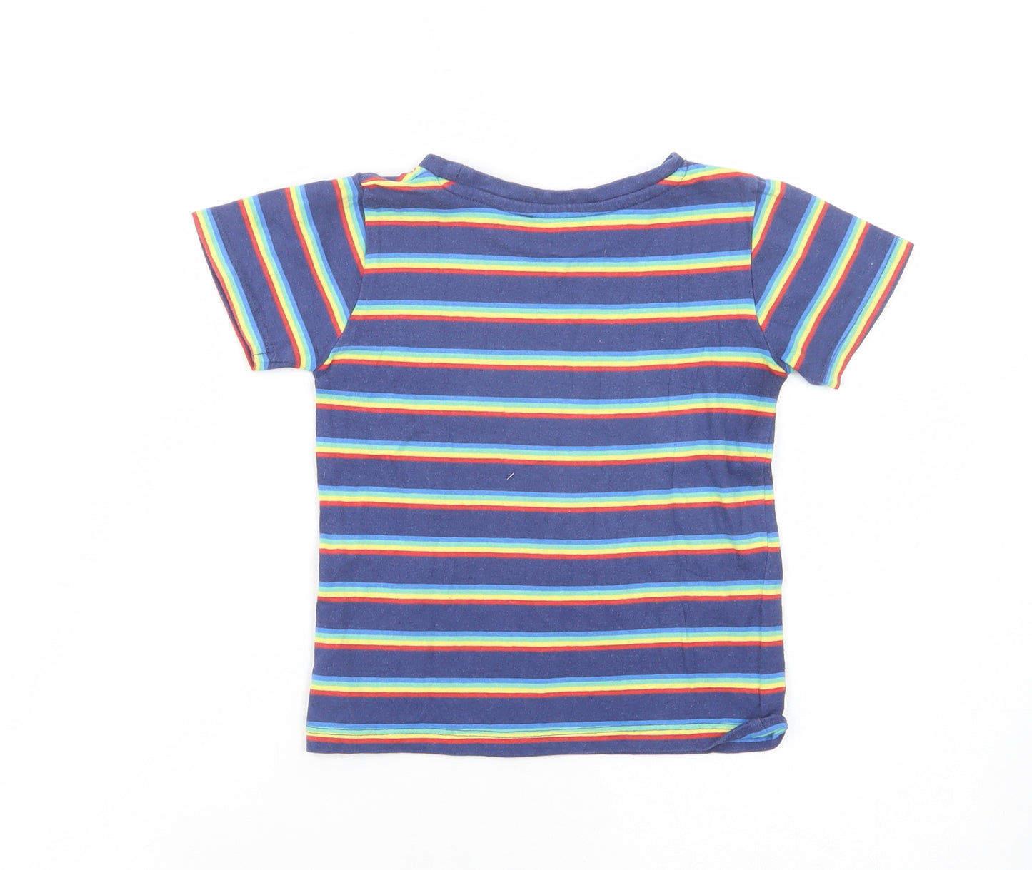 Dunnes Stores Baby Blue Striped Cotton Pullover T-Shirt Size 12-18 Months Crew Neck Pullover