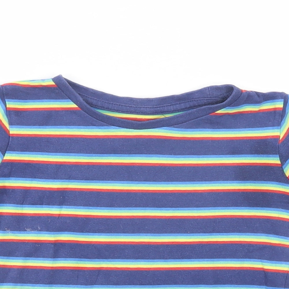 Dunnes Stores Baby Blue Striped Cotton Pullover T-Shirt Size 12-18 Months Crew Neck Pullover