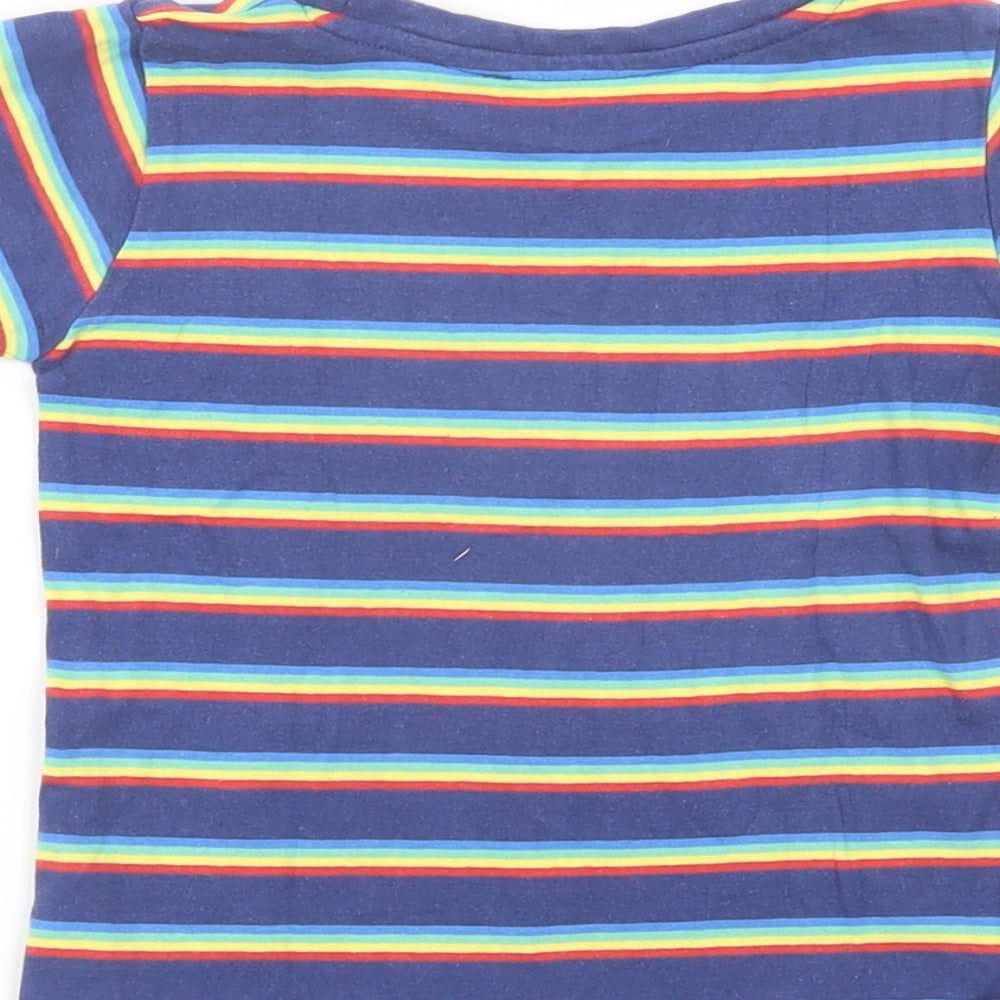 Dunnes Stores Baby Blue Striped Cotton Pullover T-Shirt Size 12-18 Months Crew Neck Pullover