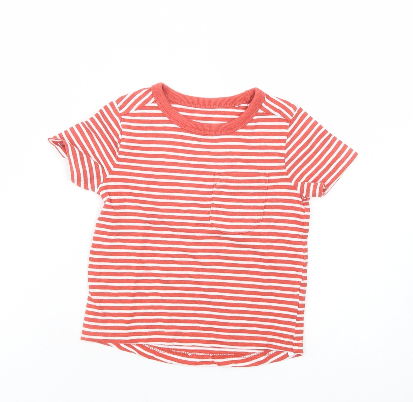 George Baby Red Striped Cotton Basic T-Shirt Size 12-18 Months Crew Neck Pullover