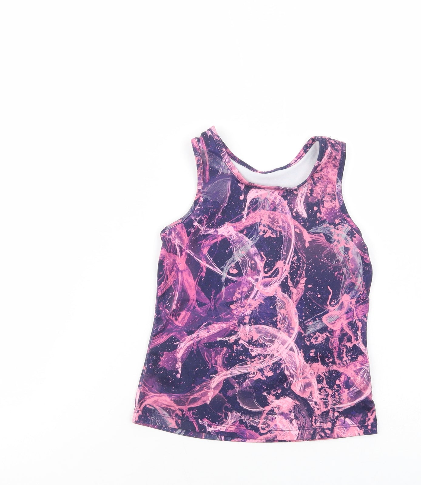 Dunnes Stores Girls Purple Geometric Polyester Pullover Tank Size 5-6 Years Scoop Neck Pullover