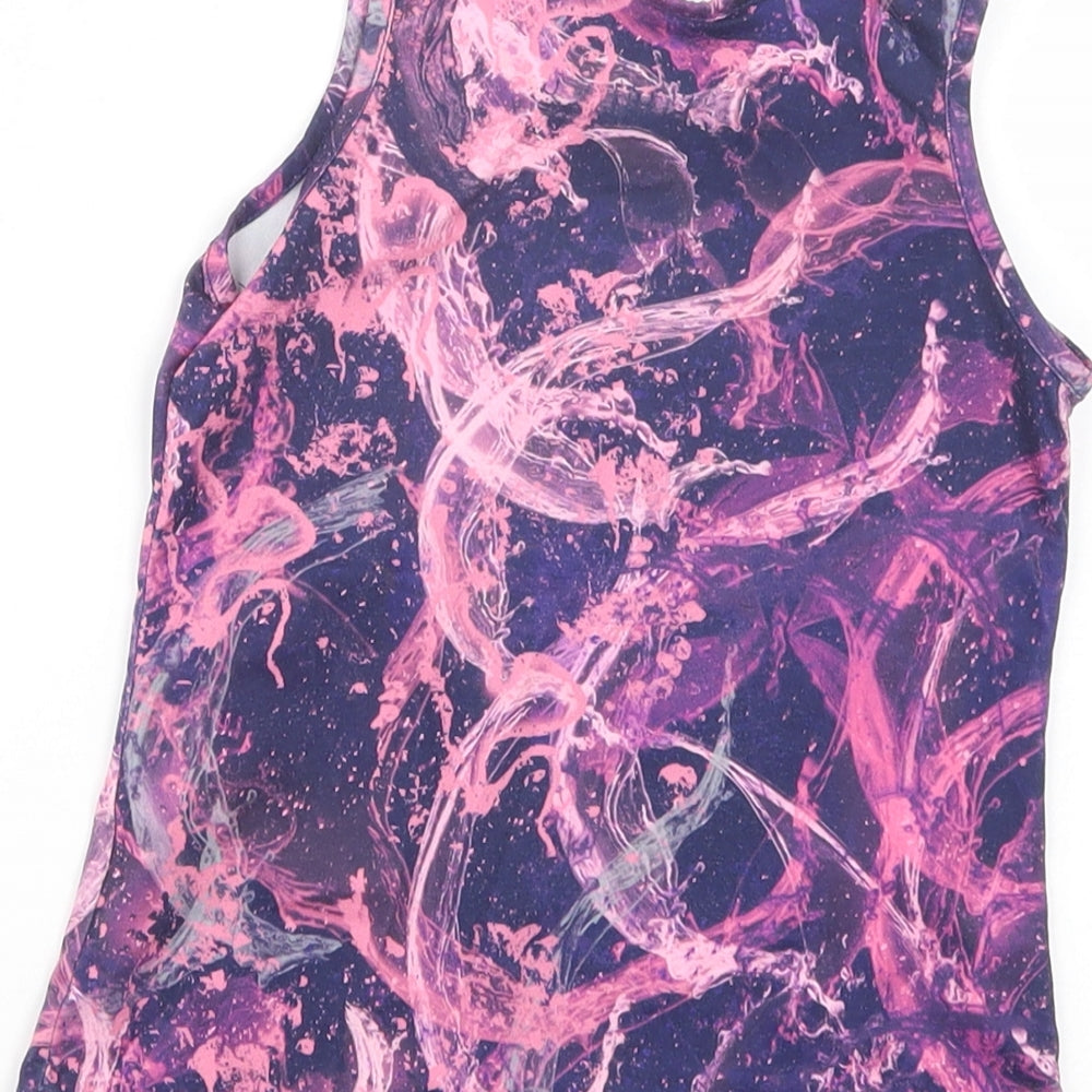 Dunnes Stores Girls Purple Geometric Polyester Pullover Tank Size 5-6 Years Scoop Neck Pullover