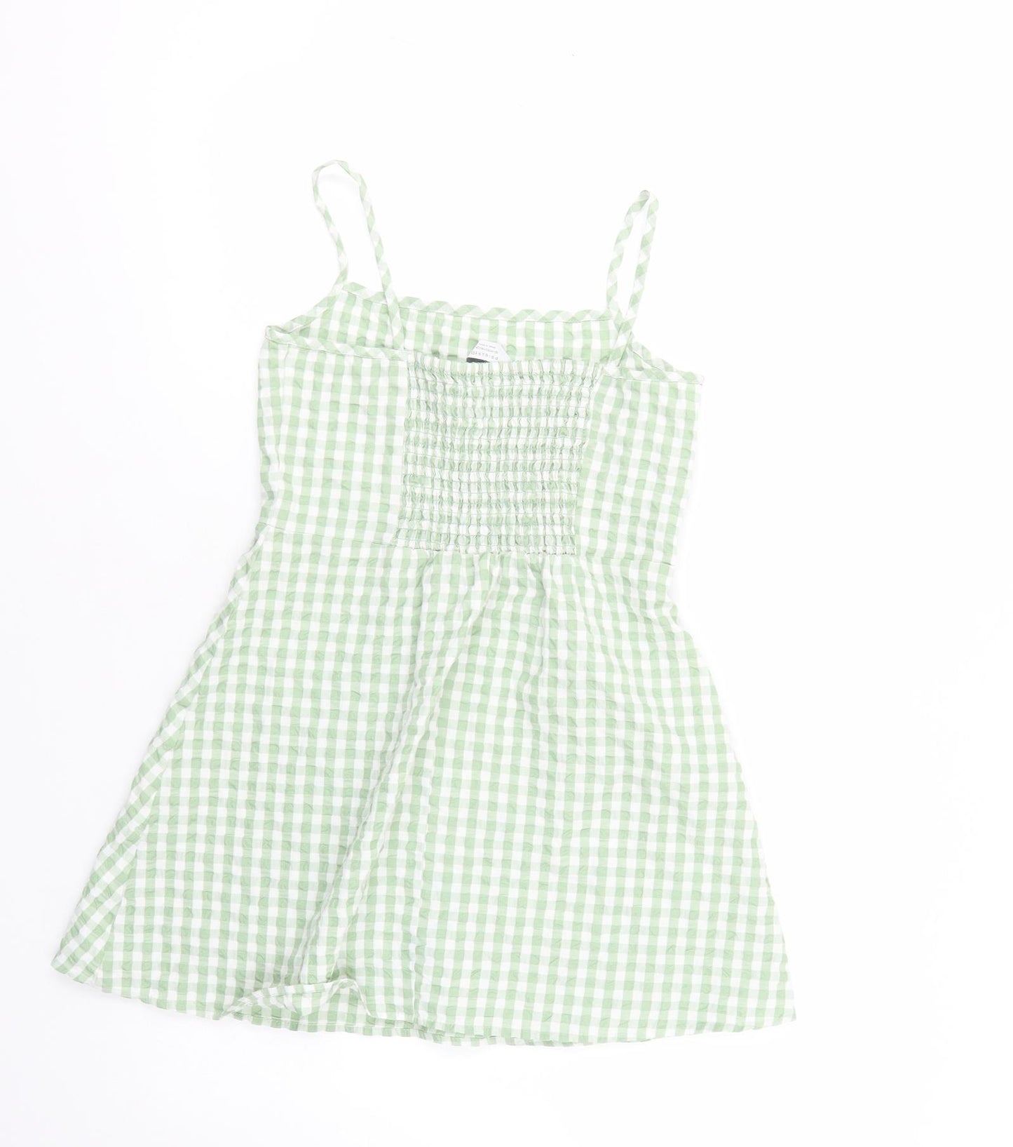 Primark Girls Green Gingham Cotton Tank Dress  Size 10-11 Years  Square Neck Pullover