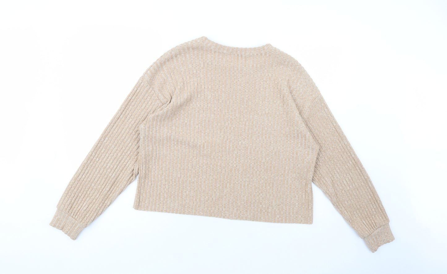 Zara Womens Beige Boat Neck  Polyester Pullover Jumper Size S