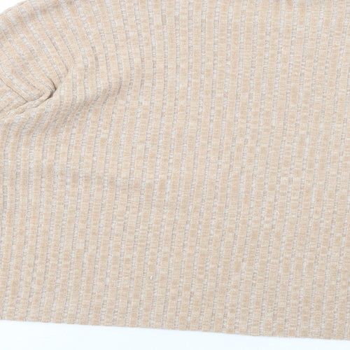 Zara Womens Beige Boat Neck  Polyester Pullover Jumper Size S