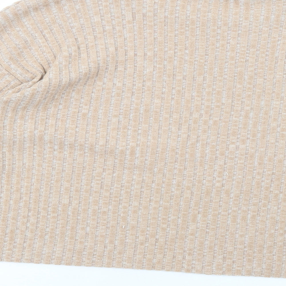 Zara Womens Beige Boat Neck  Polyester Pullover Jumper Size S