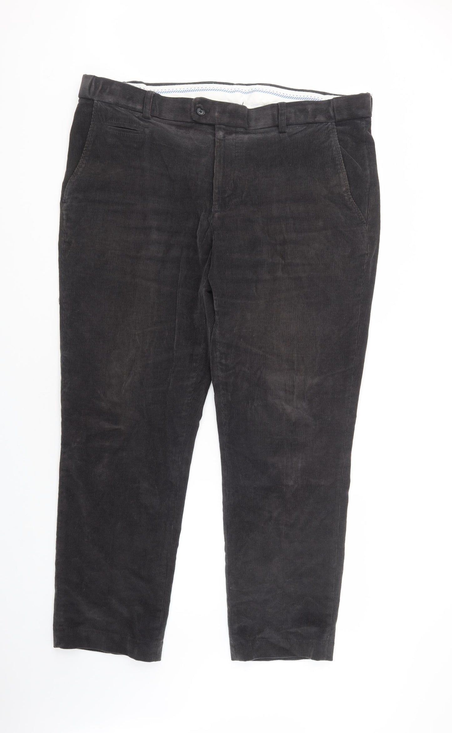 Dunnes Stores Mens Grey  Cotton Chino Trousers Size 42 in L31 in Regular Button