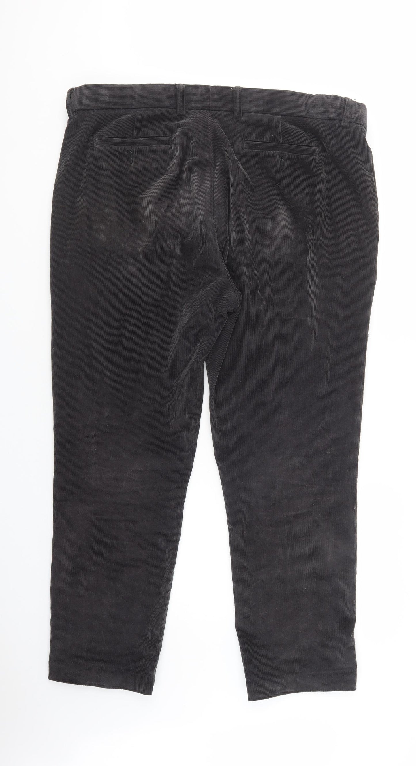 Dunnes Stores Mens Grey  Cotton Chino Trousers Size 42 in L31 in Regular Button