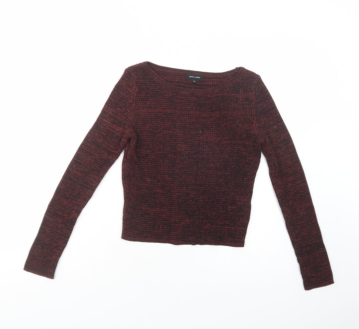 New Look Womens Red Boat Neck Acrylic Pullover Jumper Size 8